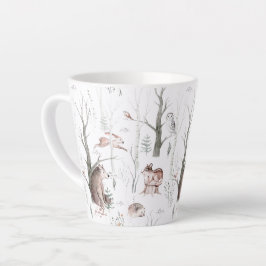 Caneca De Café Latte Chá de fraldas de Amigos da Floresta de Aquarela