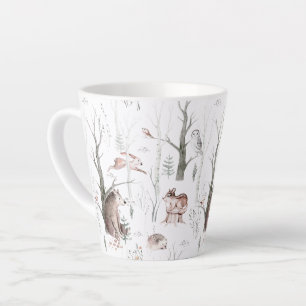 Caneca De Café Latte Chá de fraldas de Amigos da Floresta de Aquarela