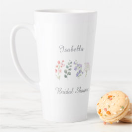 Caneca De Café Latte Chá de Noiva Boho Aquarela de Flores Silvestres