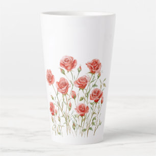 Caneca De Café Latte Chá de Noiva de Rosas Vermelhas Românticas Rosa Co