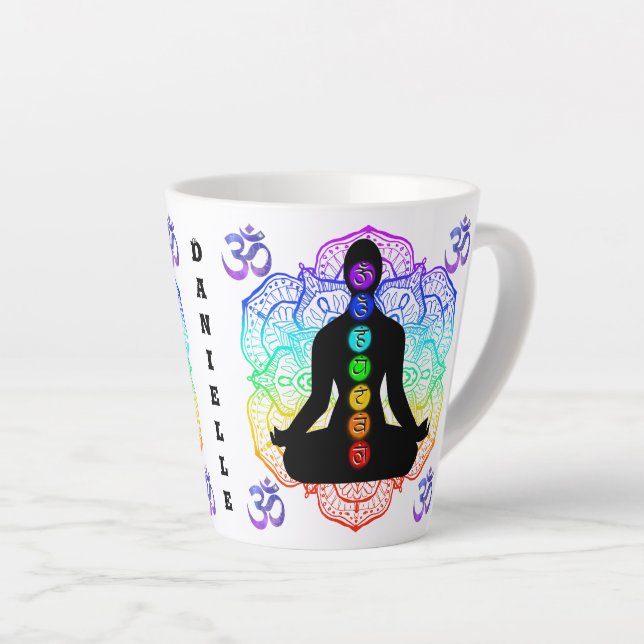 Caneca De Café Latte Chakra Ohm Yogi Zen Mug Personalizado (Ângulo direito)
