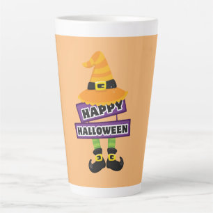 Caneca De Café Latte Chapéu de Bruxas e Feet Halloween