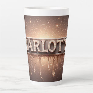 Caneca De Café Latte Charlotte Nome em Ouro Derramado