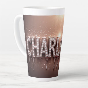 Caneca De Café Latte Charlotte Nome em Ouro Pingando