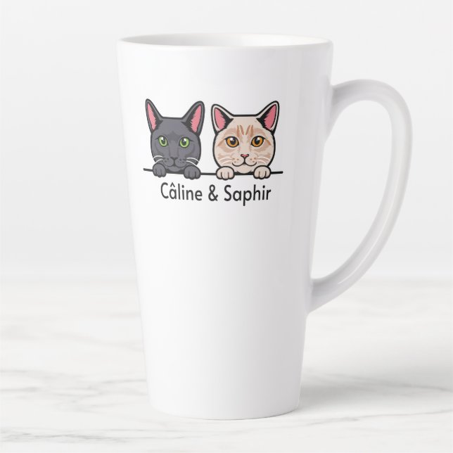 Caneca De Café Latte Chats en famille (Direita)