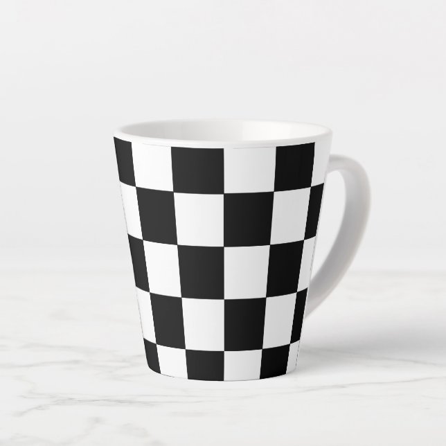 Caneca De Café Latte Checkers "Diner dos anos 50" (Ângulo direito)