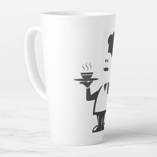 Caneca De Café Latte Chef segurando uma tigela de sopa (Ângulo esquerdo)