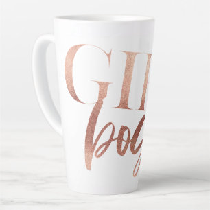 Caneca De Café Latte Chefe Garota   Texto Preto Dourado Rosa  