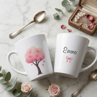 Caneca De Café Latte cherry blossom delicacy poise look grace custom 