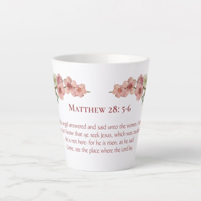 Caneca De Café Latte Cherry Blossoms em Rosa e Teal (Frente)