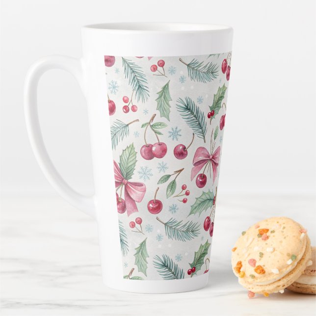 Caneca De Café Latte Cherry Christmas (In Situ)