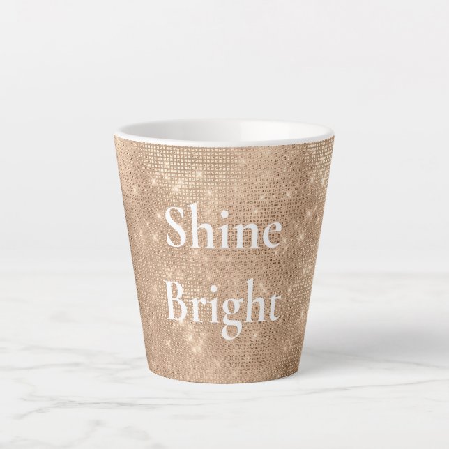Caneca De Café Latte Chic Champagne Dourado Sparkle Glitz Natal (Frente)