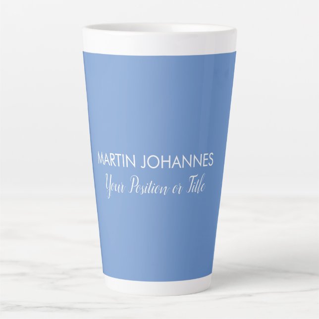 Caneca De Café Latte Chic Elegante Mínimo Azul-Na moda (Frente)
