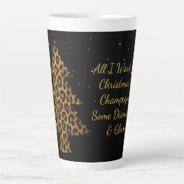 Caneca De Café Latte Chic Holiday Leopard Tree Design