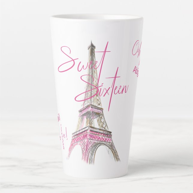 Caneca De Café Latte Chic Paris Eiffel Tower Personalizada 16 Doce (Frente)