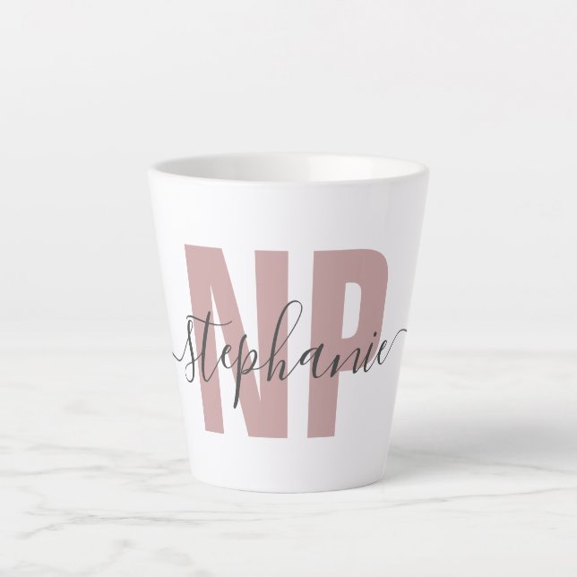 Caneca De Café Latte Chic Personalizado de Graduação de Enfermeiro NP (Frente)