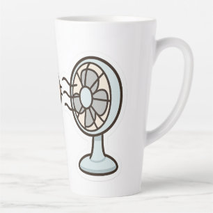 Caneca De Café Latte Chill Cat by the Fan - Cute Summer Sticker"