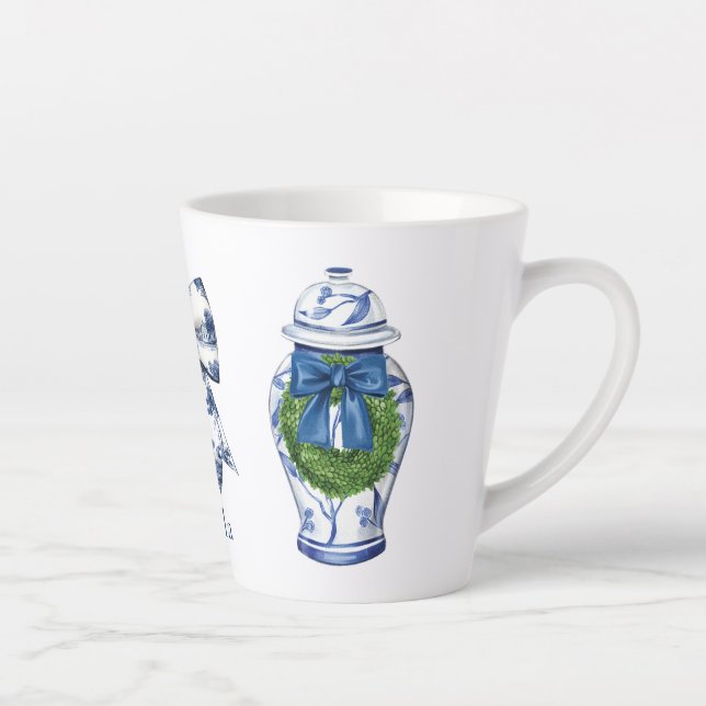 Caneca De Café Latte Chinoiserie Christmas Ginger Jar com Arco (Direita)