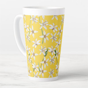 Caneca De Café Latte Chinoiserie com flor de limão de Verão