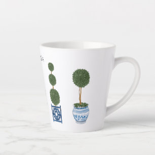 Caneca De Café Latte Chinoiserie Topiary Tree Trio Cerâmica