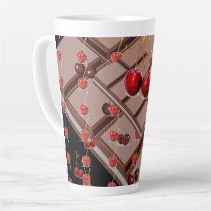 Caneca De Café Latte Choolate & Cherries com preto