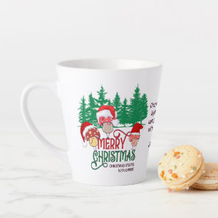 Caneca De Café Latte Christian MERRY CHRISTMAS MUSHROOMS