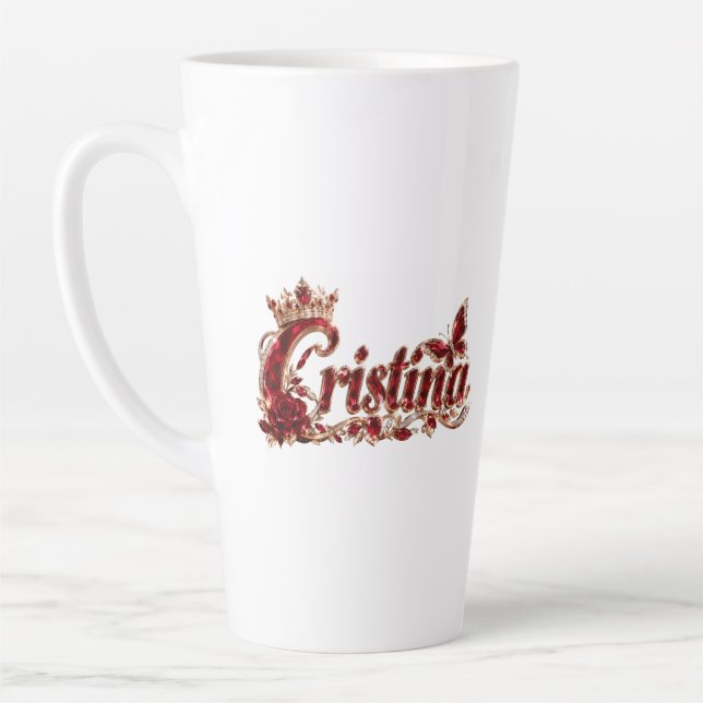 Caneca De Café Latte Christina Ruby Crystal Luxo Nome (Esquerda)