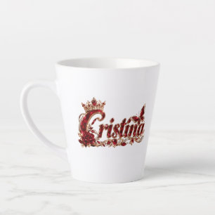 Caneca De Café Latte Christina Ruby Crystal Luxo Nome