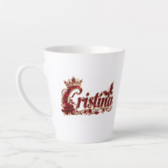 Caneca De Café Latte Christina Ruby Crystal Luxo Nome (Esquerda)