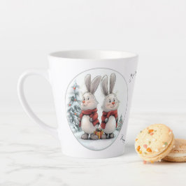 Caneca De Café Latte Christmas Bunny and gift, personalized 