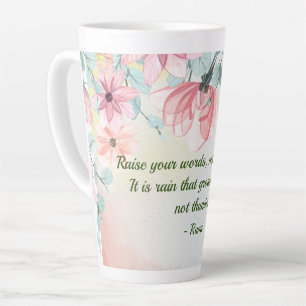 Caneca De Café Latte Chuva Cresce Flores Rumi Citação