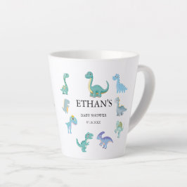 Caneca De Café Latte Chuva de Bebê Dinossauro Elegante Branco