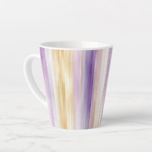 Caneca De Café Latte Chuva de Noiva Listras de Íris Creme Roxo Romântic