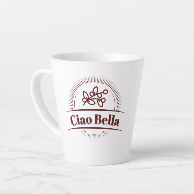 Caneca De Café Latte Ciao Bella! Italiano (Ângulo esquerdo)