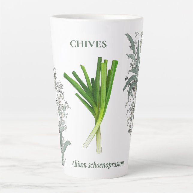 Caneca De Café Latte Ciboulette — Allium schoenoprasum (Frente)
