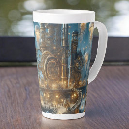 Caneca De Café Latte Cidade Antiga Futurística Steampunk com medusa