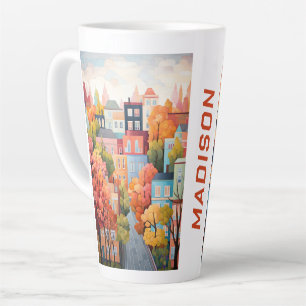 Caneca De Café Latte Cidade Colorida