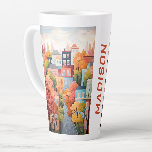Caneca De Café Latte Cidade Colorida (Ângulo esquerdo)