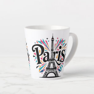 Caneca De Café Latte Cidade das Luzes: Arte de Tipografia Negrita de Pa