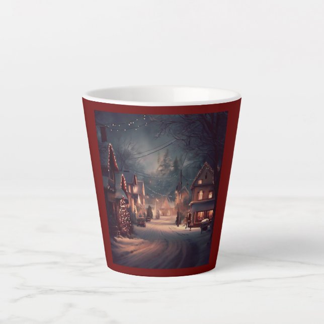 Caneca De Café Latte Cidade Pequena Natal 3 (Frente)