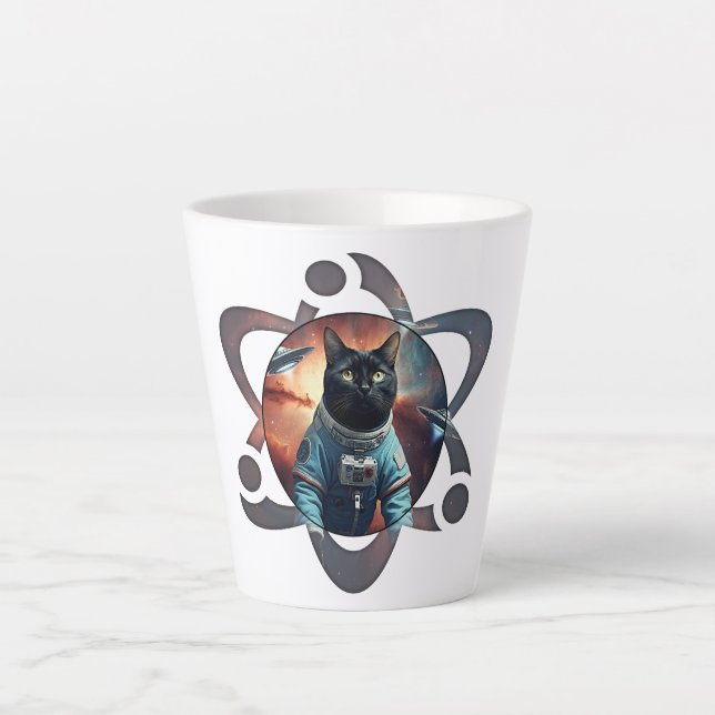 Caneca De Café Latte Ciência do Cat. Espacial (Frente)