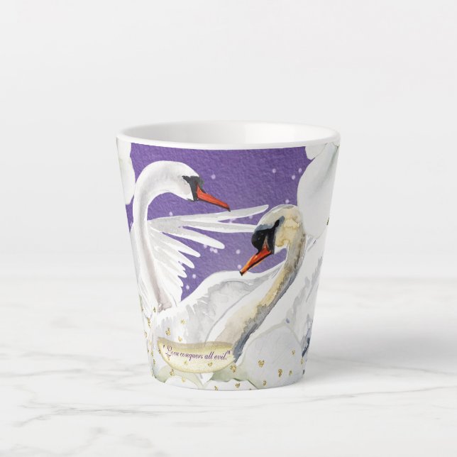 CANECA DE CAFÉ LATTE CIGNE BRITÂNICO FLORAL (Frente)