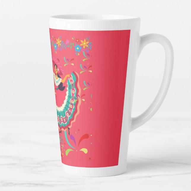 Caneca De Café Latte Cinco colorwave vermelho brilhante (Direita)