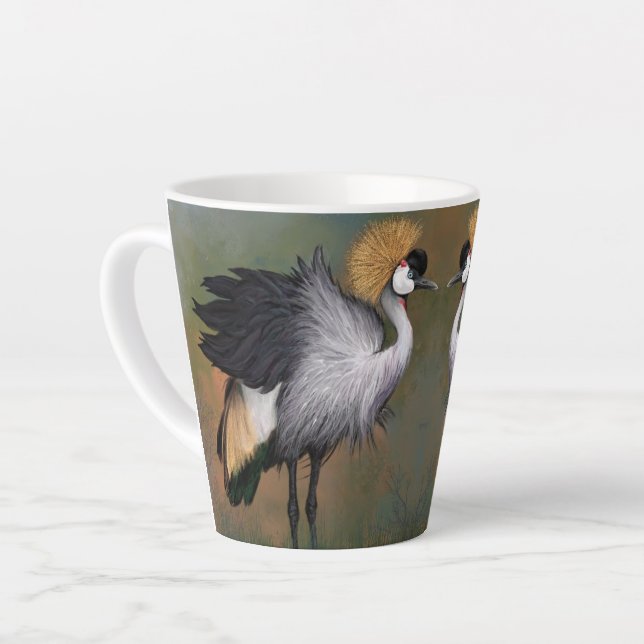 Caneca De Café Latte Cinza Crane Latte Mug (Ângulo esquerdo)