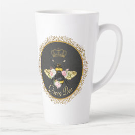Caneca De Café Latte Cinza de Rosas Rosa-Rosa da Rainha Elegante da Fra