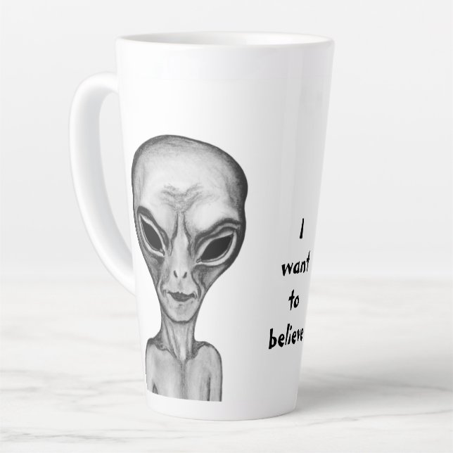 Caneca De Café Latte Cinza, quero acreditar (Ângulo esquerdo)