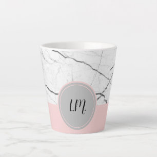 Caneca De Café Latte Cinzas e mármore branco emborrachado personalizad