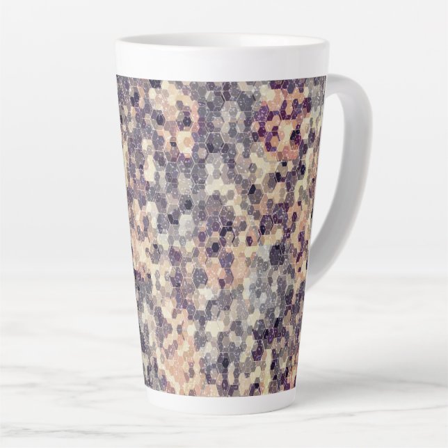Caneca De Café Latte Cinzas, geometria bege (Ângulo direito)