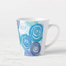 Caneca De Café Latte Círculos calmantes criados com tons azuis