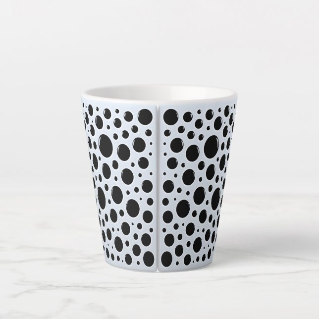Caneca De Café Latte Círculos Pretos Hipnóticos  (Frente)